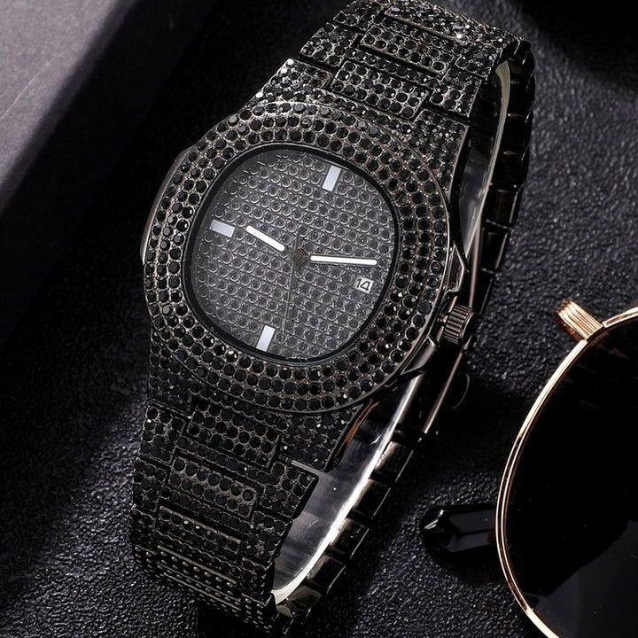 Reloj negro cubano diamantado hiphop