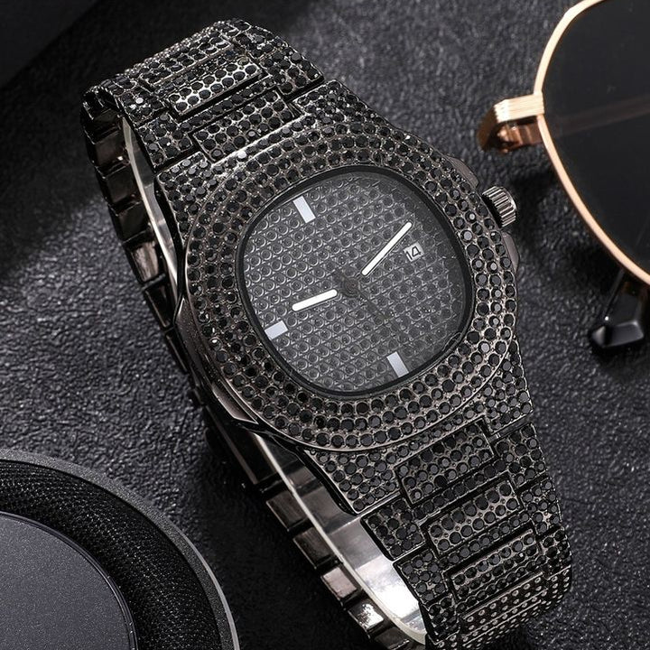 Reloj negro cubano diamantado hiphop