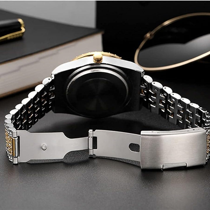 Relojes hip hop para hombre relojes de cuarzo de lujo con brillantes diamantes con fecha Moda